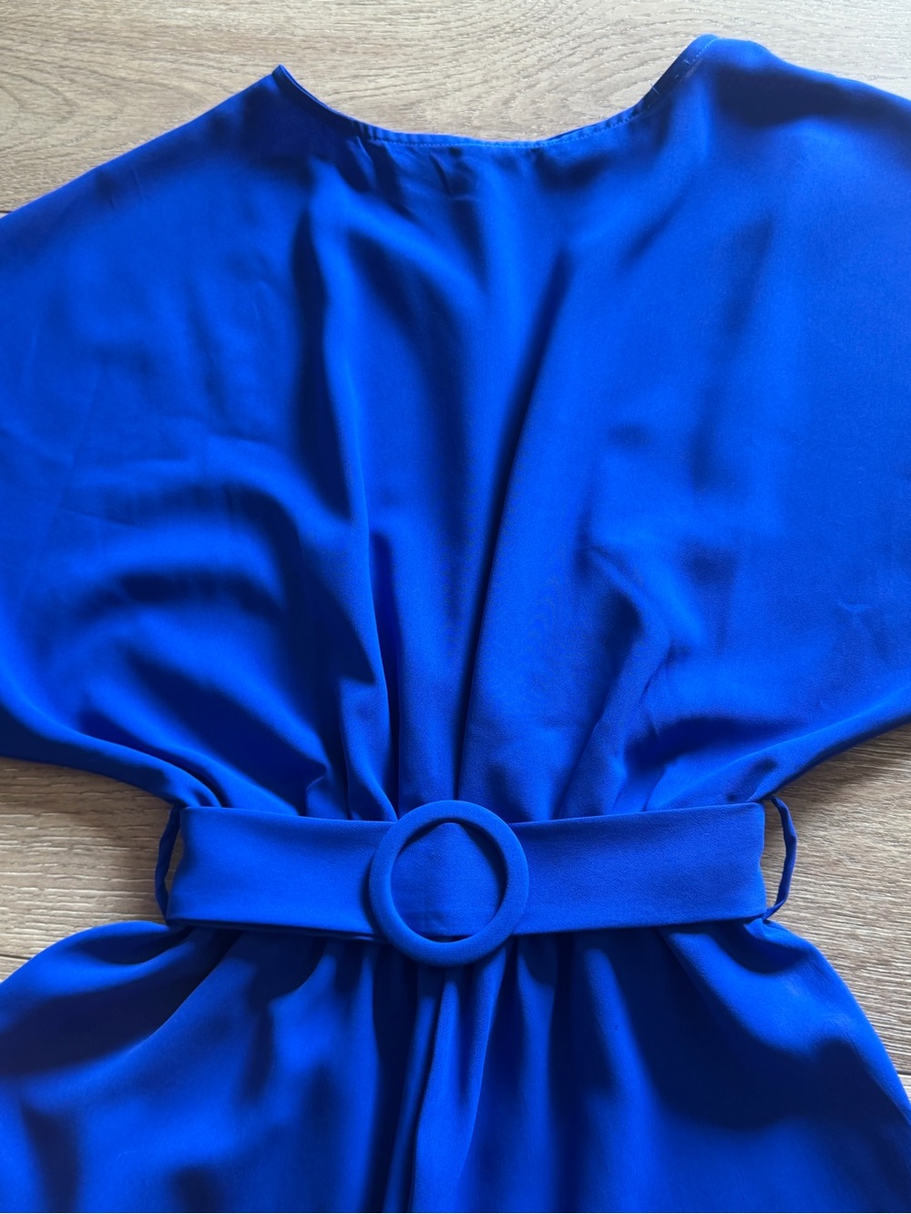 Women's Royal blue Belted Mini Shorts Romper - Picture 4 of 4